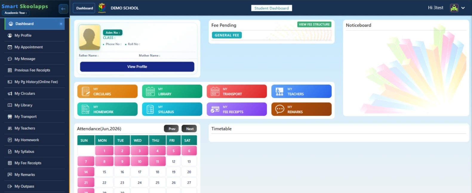 SkoolApps admission management dashboard on laptop